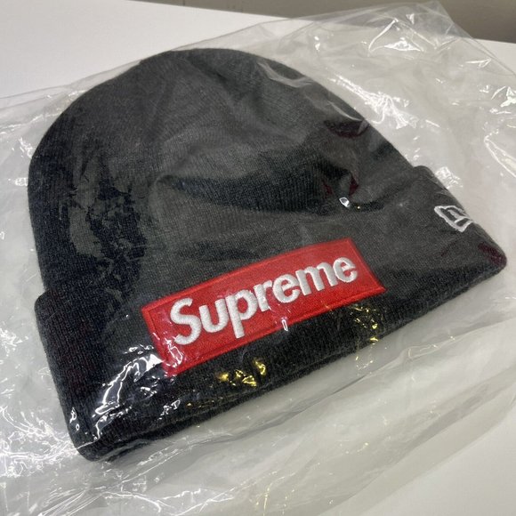 Supreme New Era Box Logo Beanie (FW21) Charcoal New - Picture 3 of 6